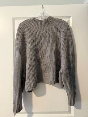Madewell Gray Ribbed Mock Neck Sweater